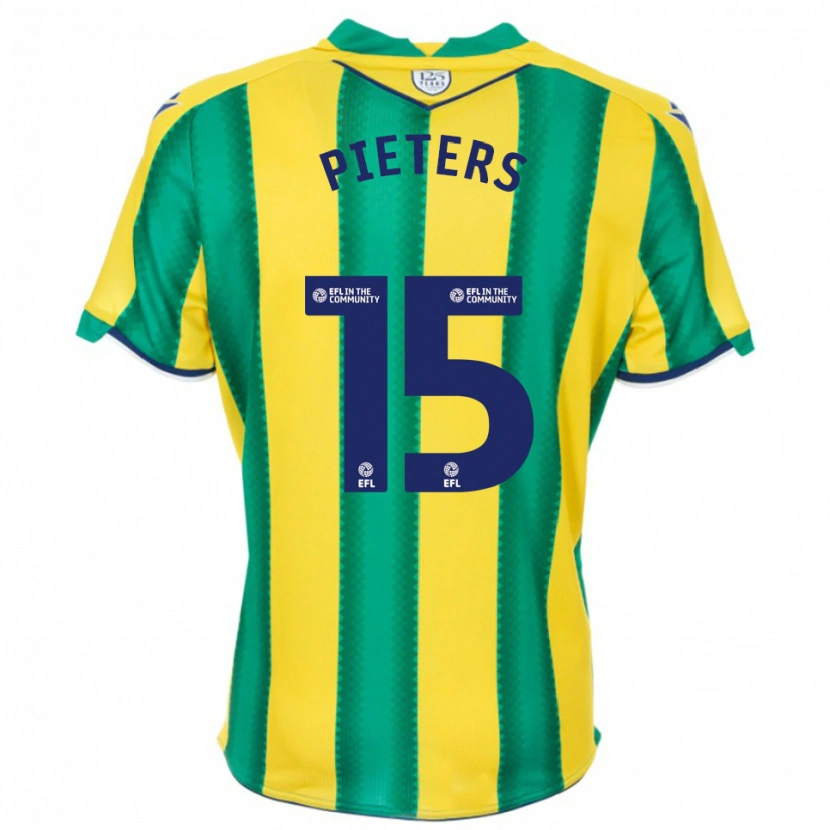 Danxen Enfant Maillot Erik Pieters #15 Jaune Vert Tenues Extérieur 2025/26 T-Shirt