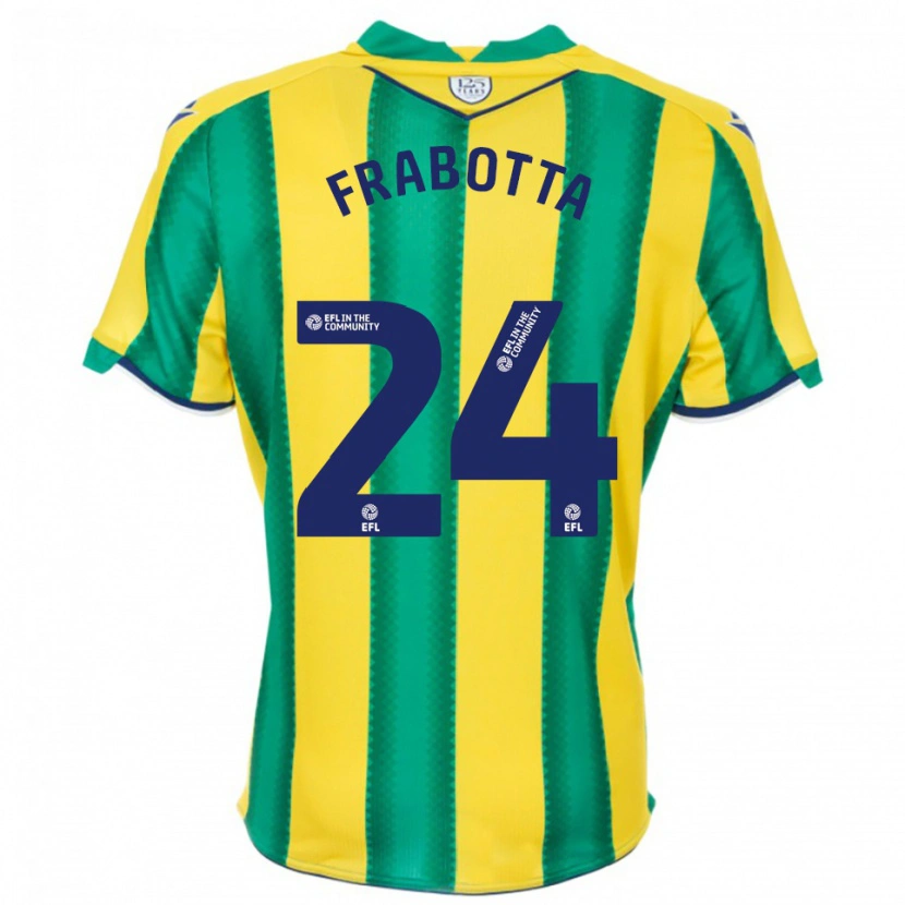 Danxen Enfant Maillot Gianluca Frabotta #24 Jaune Vert Tenues Extérieur 2025/26 T-Shirt