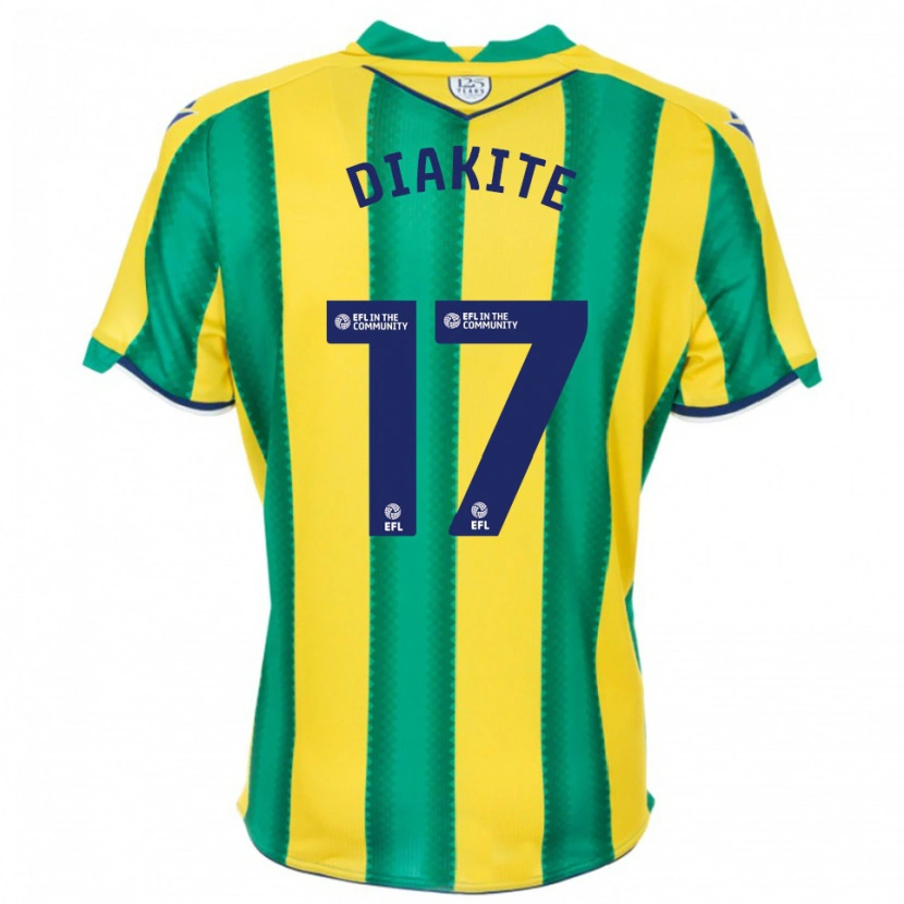 Danxen Enfant Maillot Ousmane Diakité #17 Jaune Vert Tenues Extérieur 2025/26 T-Shirt