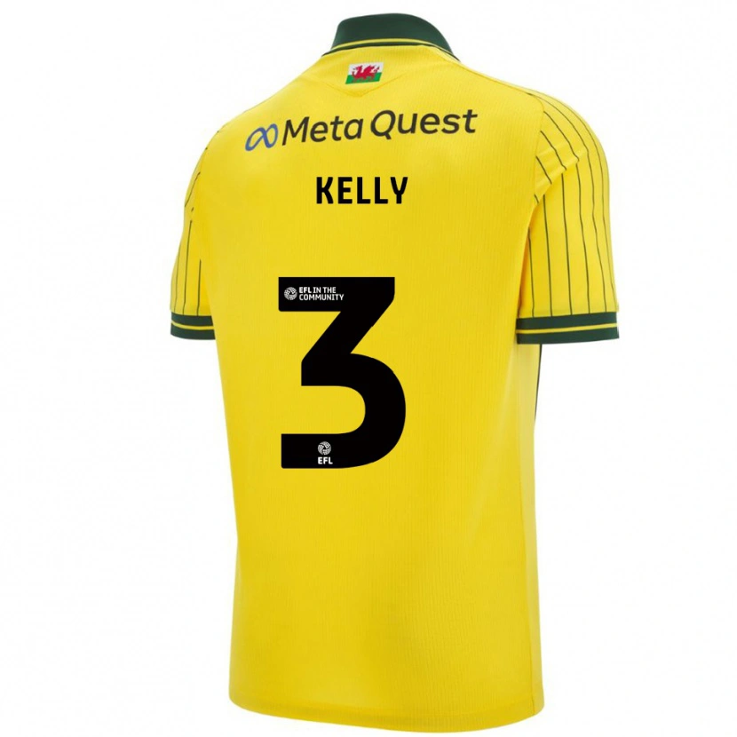 Danxen Enfant Maillot Tom Kelly #3 Jaune Vert Tenues Extérieur 2025/26 T-Shirt