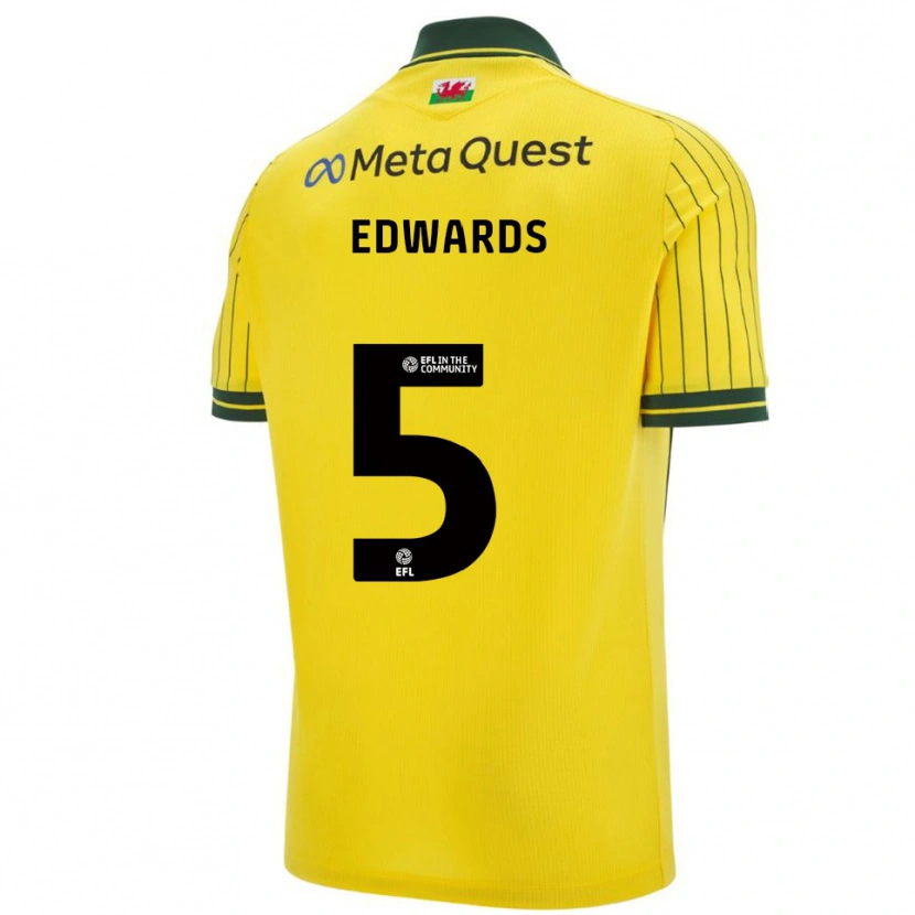 Danxen Enfant Maillot Dafydd Edwards #5 Jaune Vert Tenues Extérieur 2025/26 T-Shirt