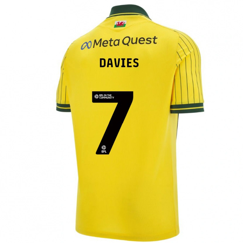 Danxen Enfant Maillot Jordan Davies #7 Jaune Vert Tenues Extérieur 2025/26 T-Shirt