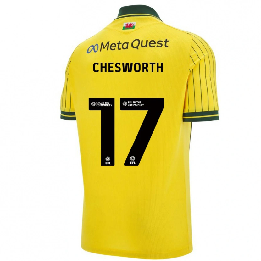 Danxen Enfant Maillot Samuel Chesworth #17 Jaune Vert Tenues Extérieur 2025/26 T-Shirt