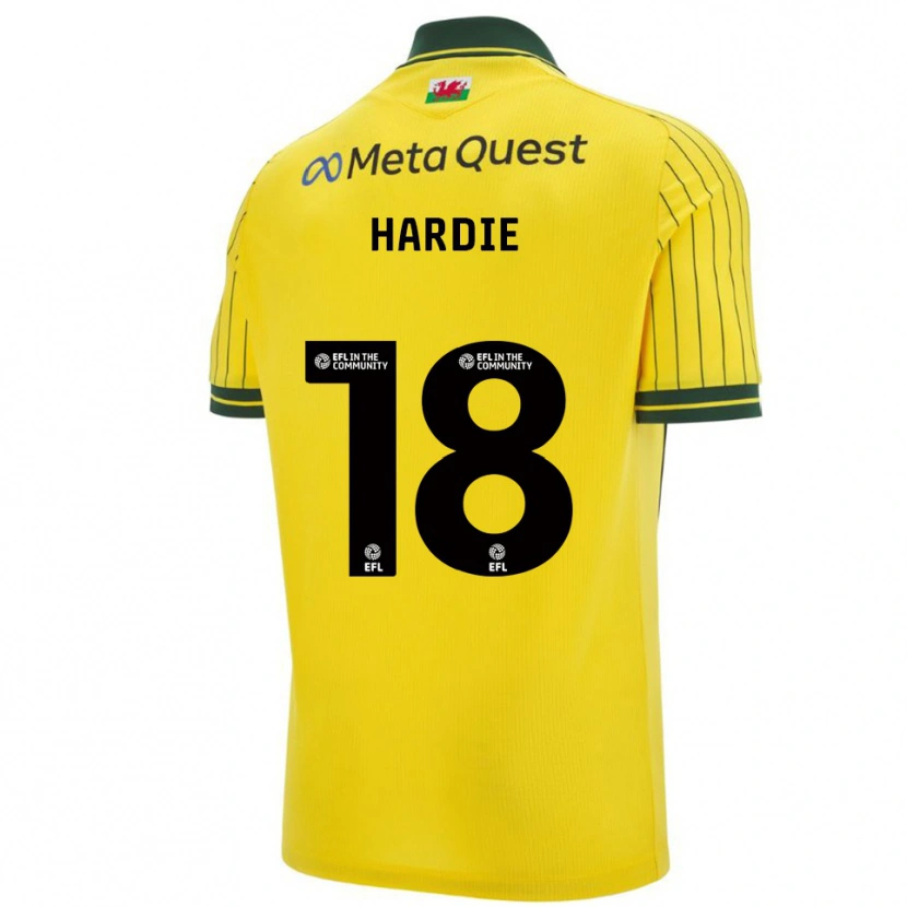 Danxen Enfant Maillot Ryan Hardie #18 Jaune Vert Tenues Extérieur 2025/26 T-Shirt