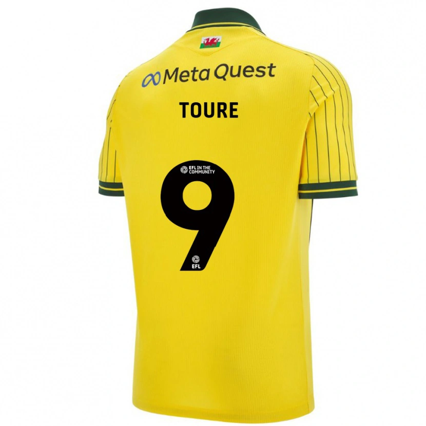 Danxen Enfant Maillot Yassine Touré #9 Jaune Vert Tenues Extérieur 2025/26 T-Shirt