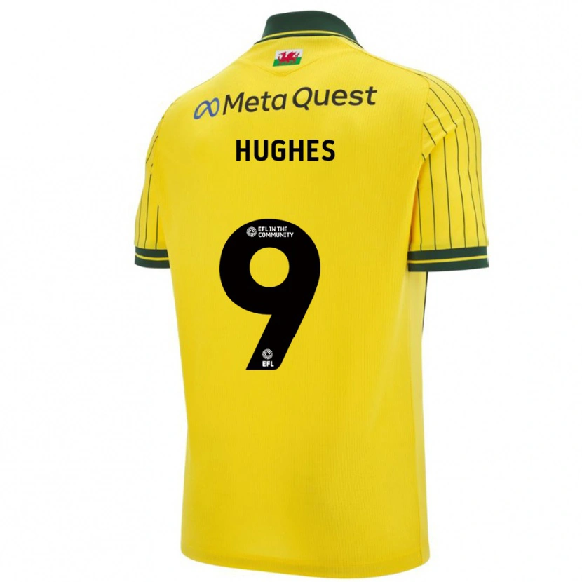 Danxen Enfant Maillot Rosie Hughes #9 Jaune Vert Tenues Extérieur 2025/26 T-Shirt