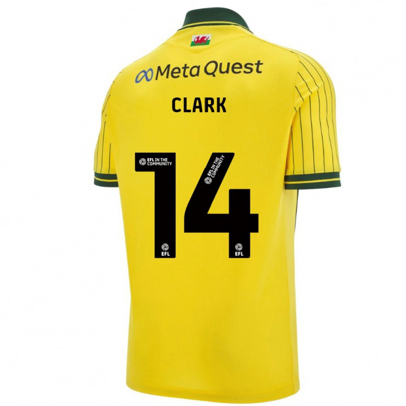 Danxen Enfant Maillot Nat Clark #14 Jaune Vert Tenues Extérieur 2025/26 T-Shirt