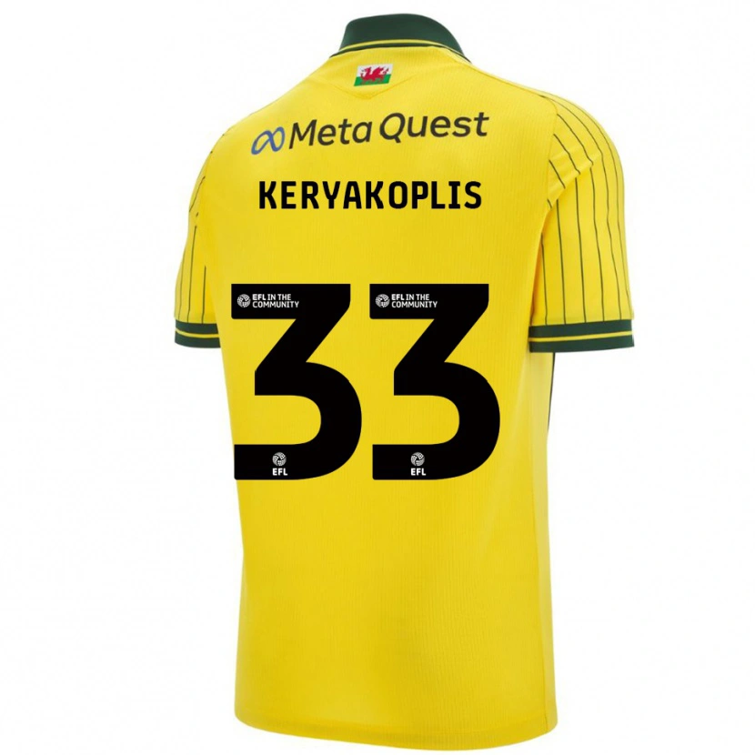 Danxen Enfant Maillot Hannah Keryakoplis #33 Jaune Vert Tenues Extérieur 2025/26 T-Shirt