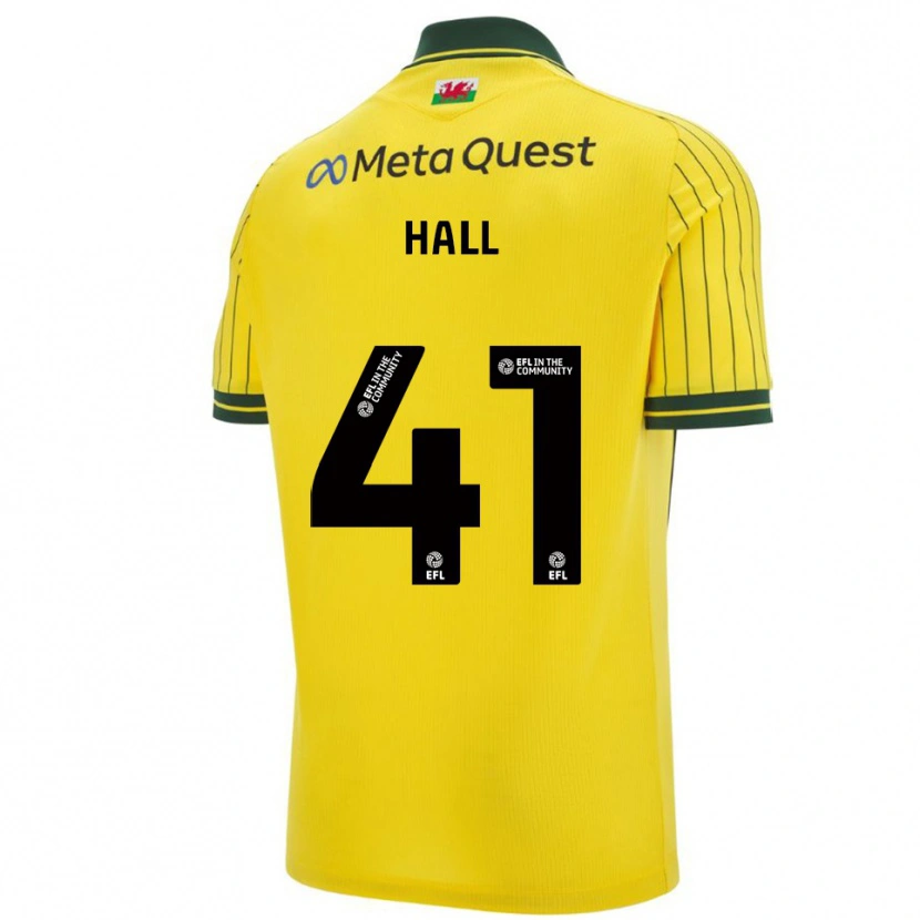 Danxen Enfant Maillot Liam Hall #41 Jaune Vert Tenues Extérieur 2025/26 T-Shirt