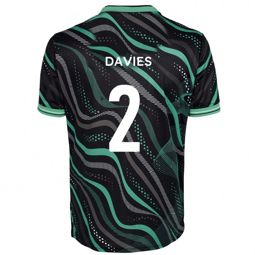 Danxen Enfant Maillot Archie Davies #2 Noir Vert Tenues Extérieur 2025/26 T-Shirt