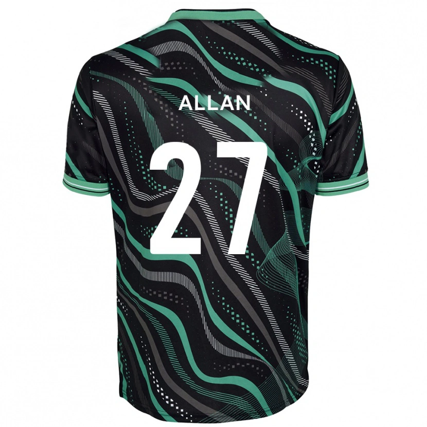 Danxen Enfant Maillot Jake Allan #27 Noir Vert Tenues Extérieur 2025/26 T-Shirt