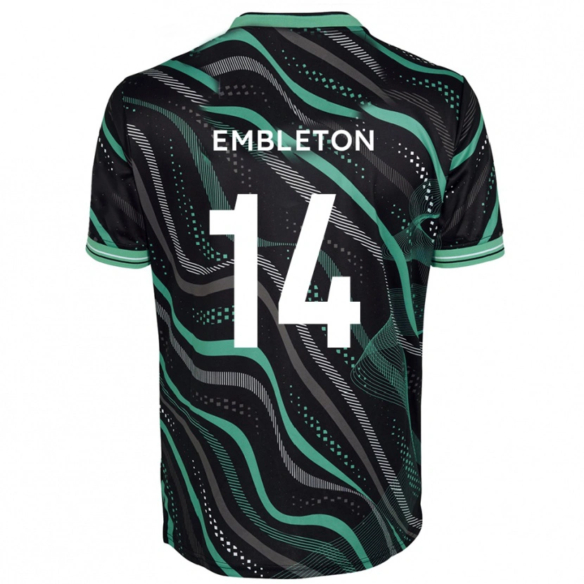 Danxen Enfant Maillot Elliot Embleton #14 Noir Vert Tenues Extérieur 2025/26 T-Shirt