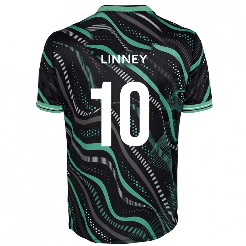 Danxen Enfant Maillot Regan Linney #10 Noir Vert Tenues Extérieur 2025/26 T-Shirt