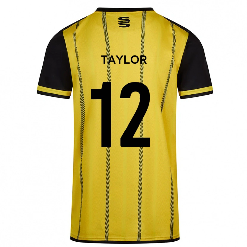 Danxen Enfant Maillot Max Taylor #12 Jaune Noir Tenues Extérieur 2025/26 T-Shirt
