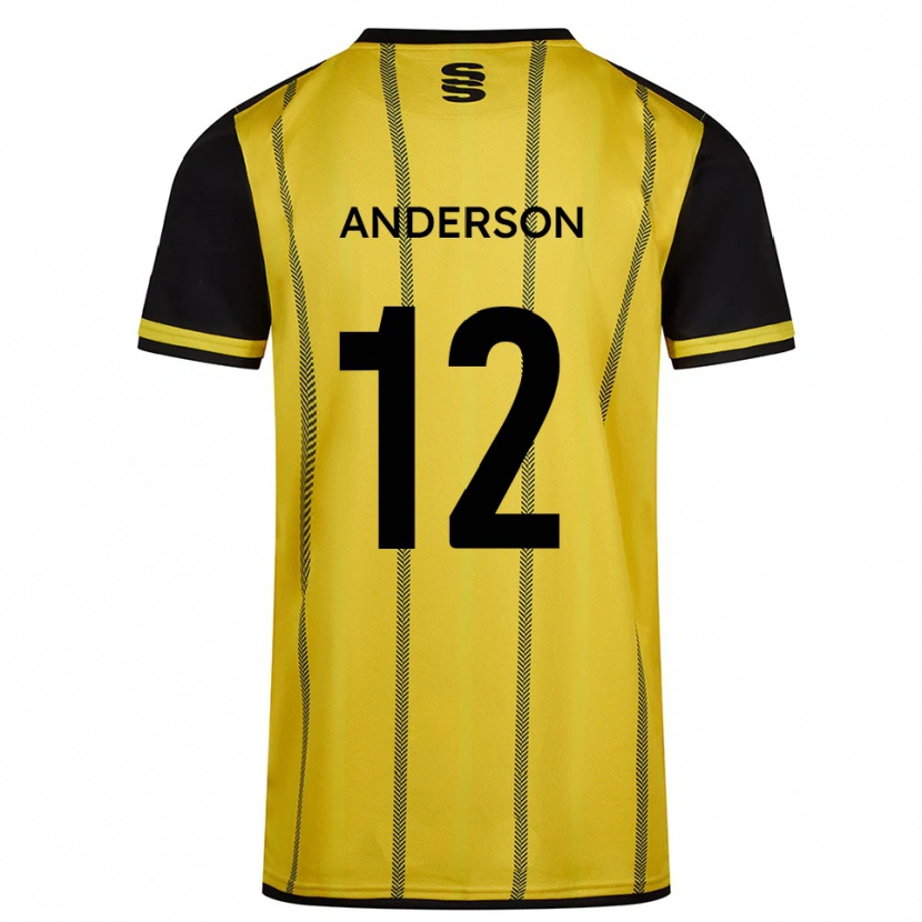 Danxen Enfant Maillot Zea Anderson #12 Jaune Noir Tenues Extérieur 2025/26 T-Shirt