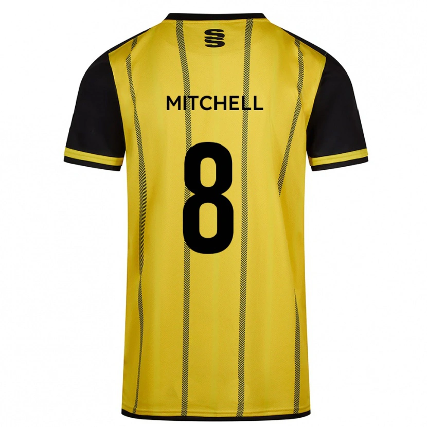 Danxen Enfant Maillot Ethan Mitchell #8 Jaune Noir Tenues Extérieur 2025/26 T-Shirt