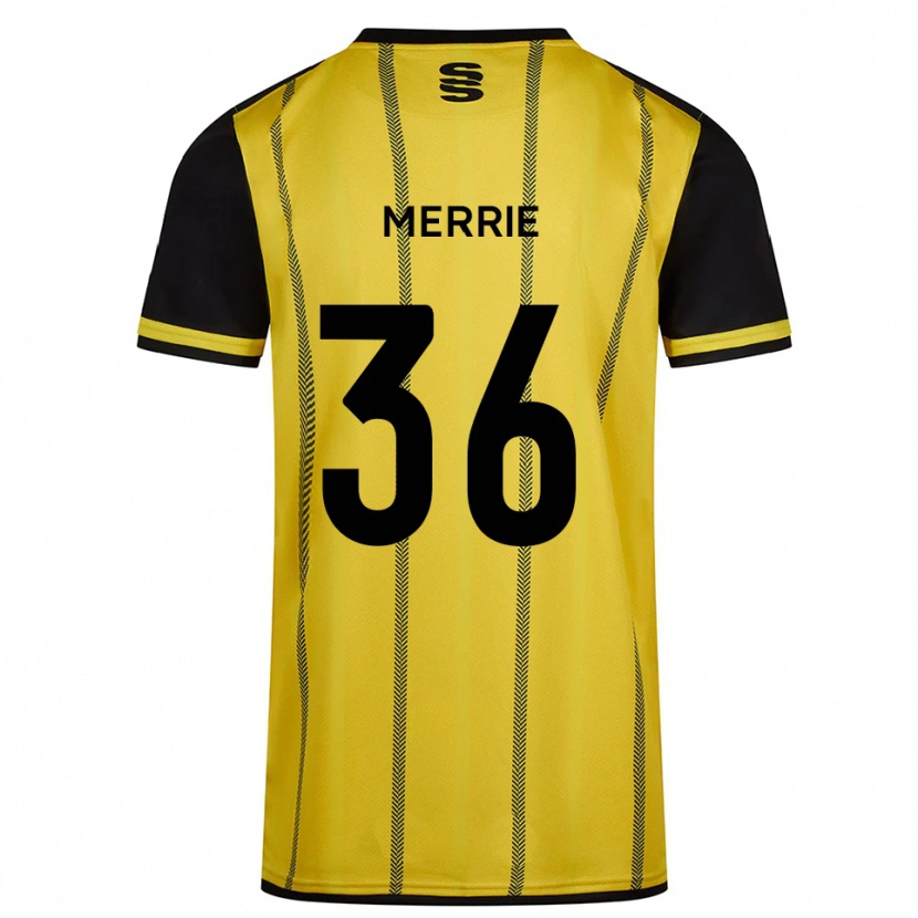 Danxen Enfant Maillot Chris Merrie #36 Jaune Noir Tenues Extérieur 2025/26 T-Shirt