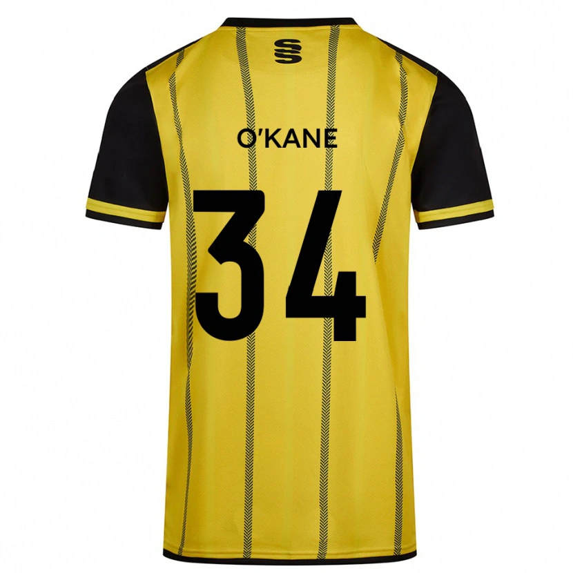 Danxen Enfant Maillot Taelor O'kane #34 Jaune Noir Tenues Extérieur 2025/26 T-Shirt