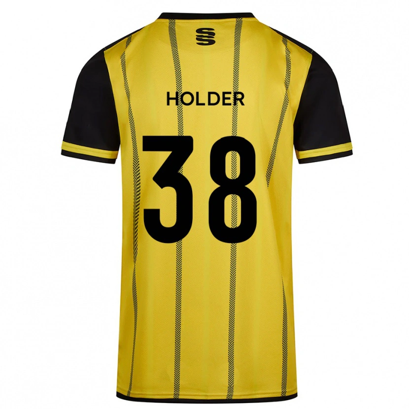 Danxen Enfant Maillot Stan Holder #38 Jaune Noir Tenues Extérieur 2025/26 T-Shirt