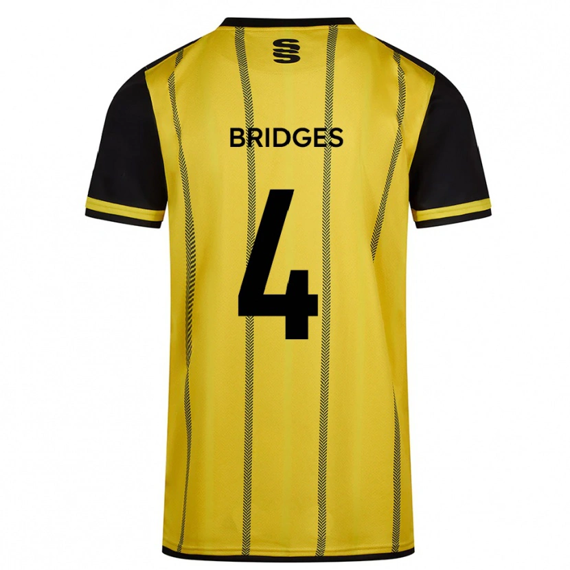 Danxen Enfant Maillot Jacob Bridges #4 Jaune Noir Tenues Extérieur 2025/26 T-Shirt
