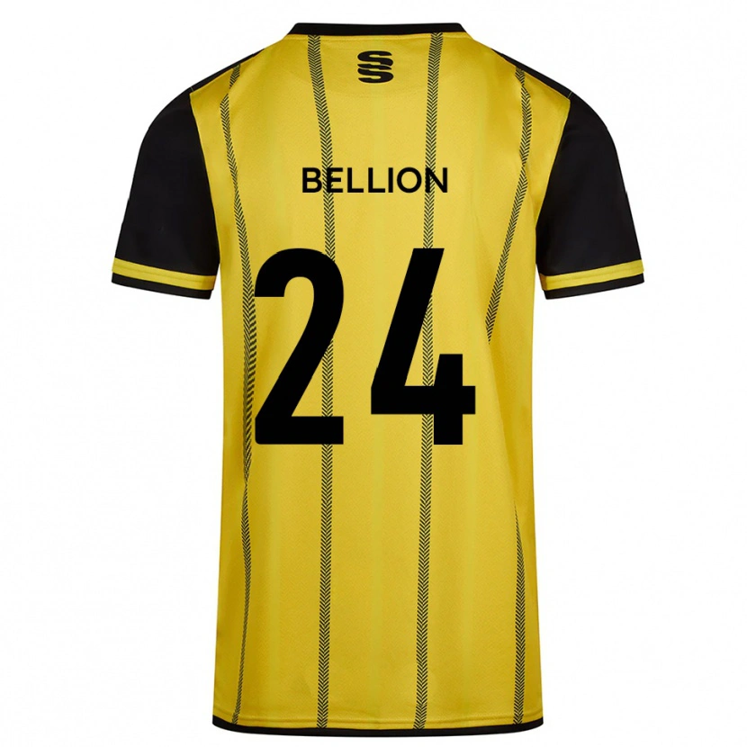 Danxen Enfant Maillot Daniel Bellion #24 Jaune Noir Tenues Extérieur 2025/26 T-Shirt