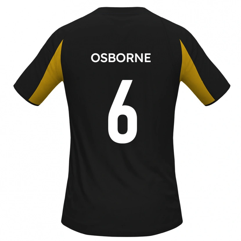 Danxen Enfant Maillot Elliot Osborne #6 Noir Jaune Tenues Extérieur 2025/26 T-Shirt