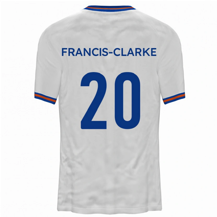 Danxen Enfant Maillot Aidan Francis-Clarke #20 Blanc Bleu Tenues Extérieur 2025/26 T-Shirt