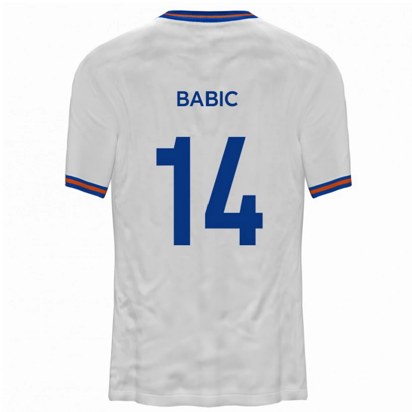 Danxen Enfant Maillot Goran Babic #14 Blanc Bleu Tenues Extérieur 2025/26 T-Shirt