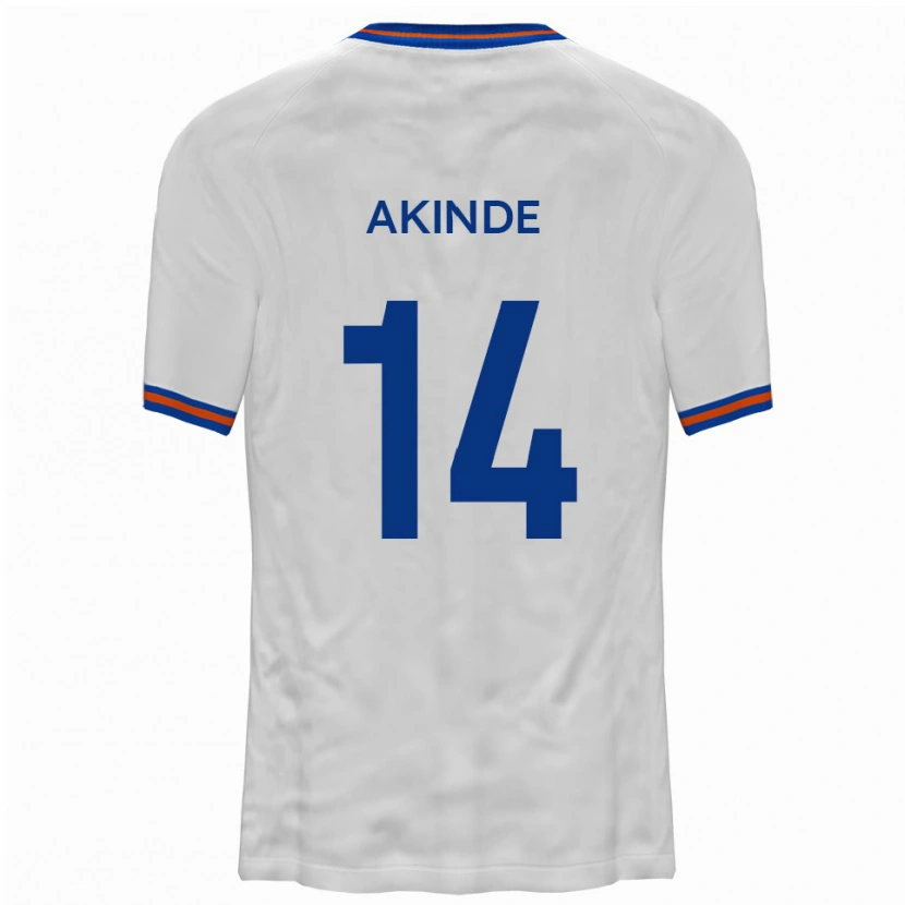 Danxen Enfant Maillot John Akinde #14 Blanc Bleu Tenues Extérieur 2025/26 T-Shirt