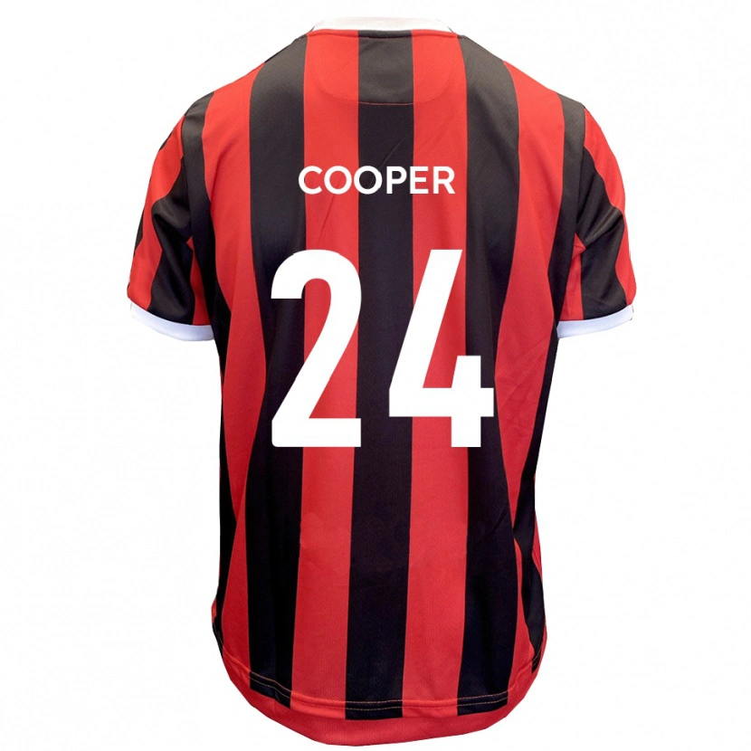 Danxen Enfant Maillot Charlie Cooper #24 Rouge Noir Tenues Extérieur 2025/26 T-Shirt