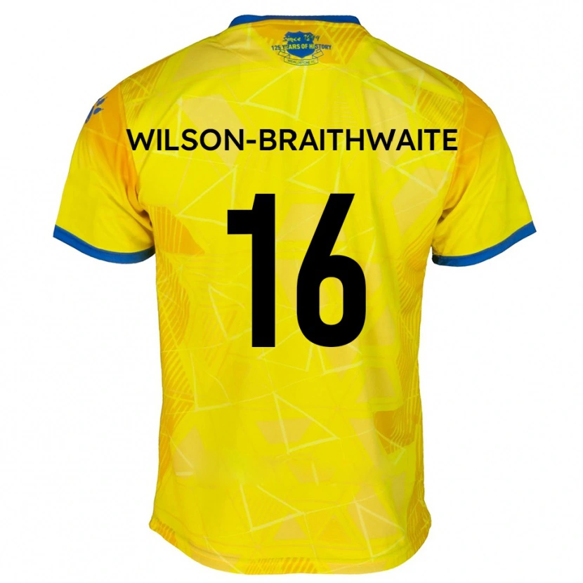 Danxen Enfant Maillot Makai Wilson-Braithwaite #16 Jaune Bleu Tenues Extérieur 2025/26 T-Shirt