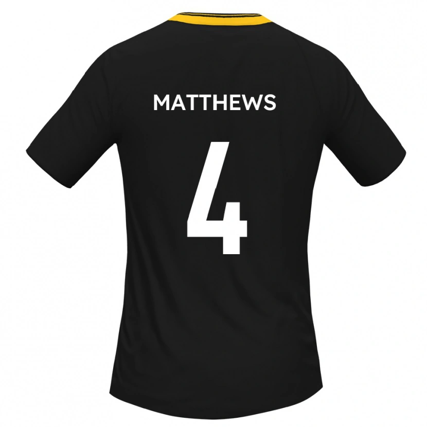 Danxen Enfant Maillot Anton Matthews #4 Noir Jaune Tenues Extérieur 2025/26 T-Shirt