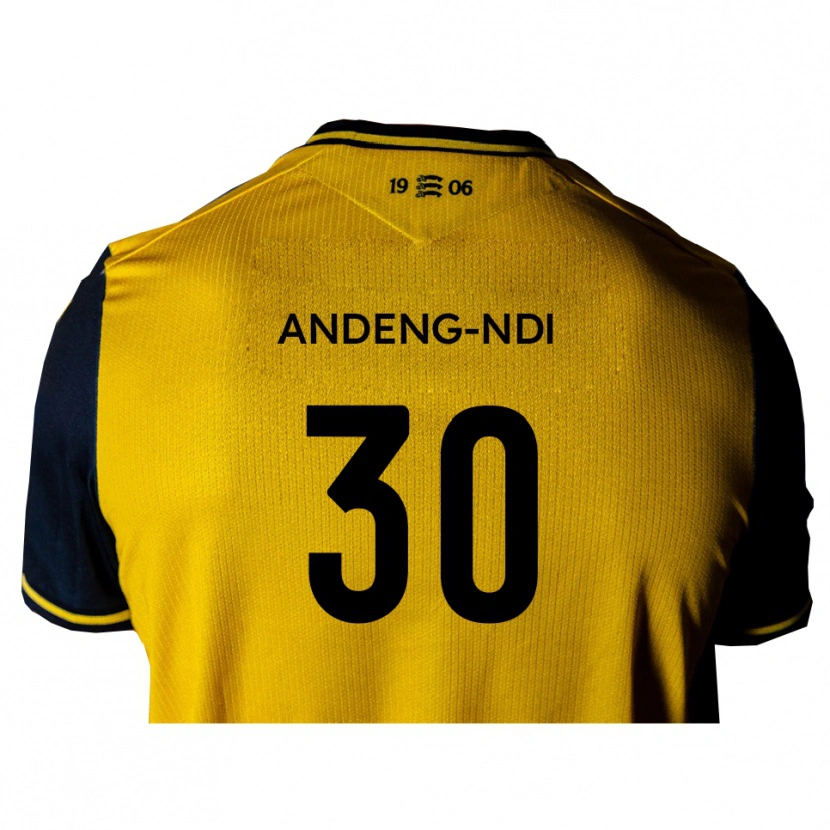 Danxen Enfant Maillot Collin Andeng-Ndi #30 Jaune Noir Tenues Extérieur 2025/26 T-Shirt