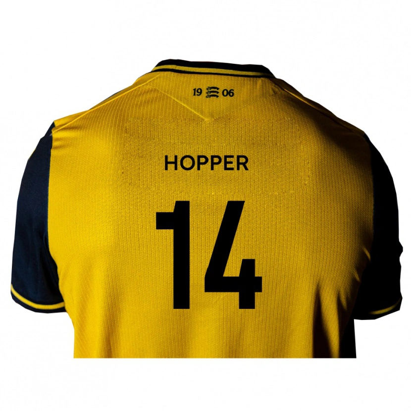 Danxen Enfant Maillot Tom Hopper #14 Jaune Noir Tenues Extérieur 2025/26 T-Shirt