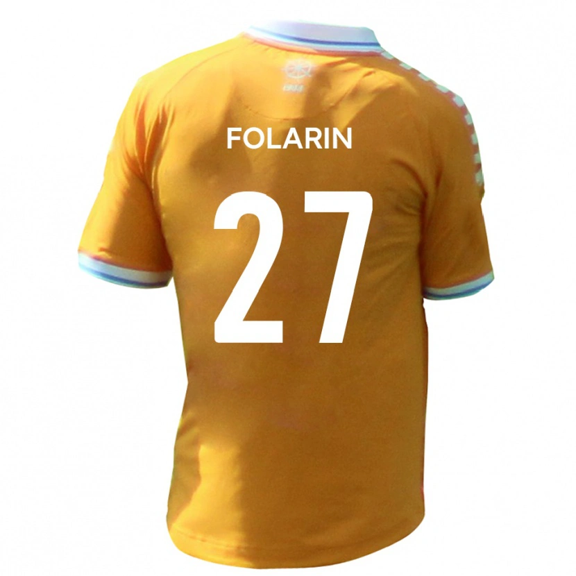 Danxen Enfant Maillot Sam Folarin #27 Jaune Bleu Tenues Extérieur 2025/26 T-Shirt