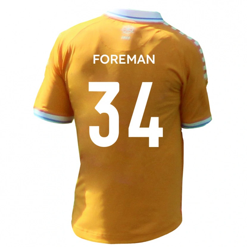 Danxen Enfant Maillot Kian Foreman #34 Jaune Bleu Tenues Extérieur 2025/26 T-Shirt