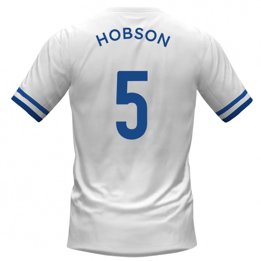 Danxen Enfant Maillot Shaun Hobson #5 Blanc Bleu Tenues Extérieur 2025/26 T-Shirt