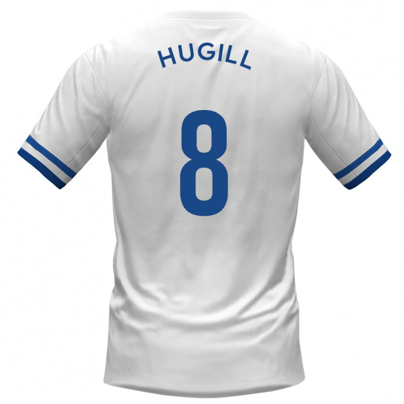 Danxen Enfant Maillot Will Hugill #8 Blanc Bleu Tenues Extérieur 2025/26 T-Shirt