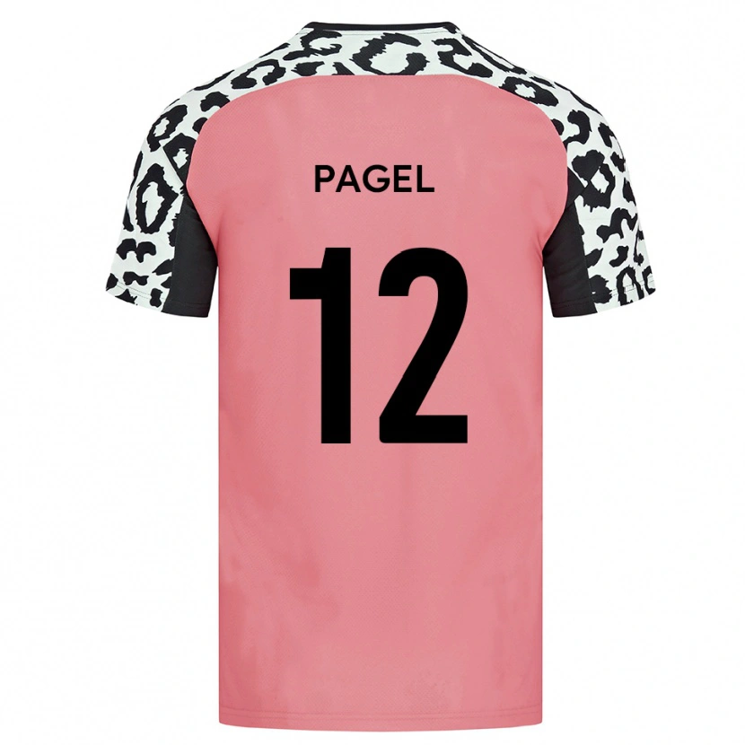 Danxen Enfant Maillot Fiachra Pagel #12 Rose Noir Tenues Extérieur 2025/26 T-Shirt