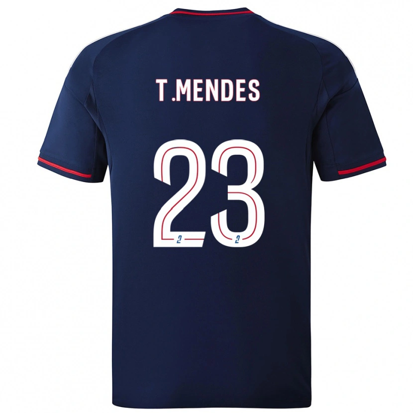 Danxen Enfant Maillot Thiago Mendes #23 Marine Rouge Tenues Extérieur 2025/26 T-Shirt