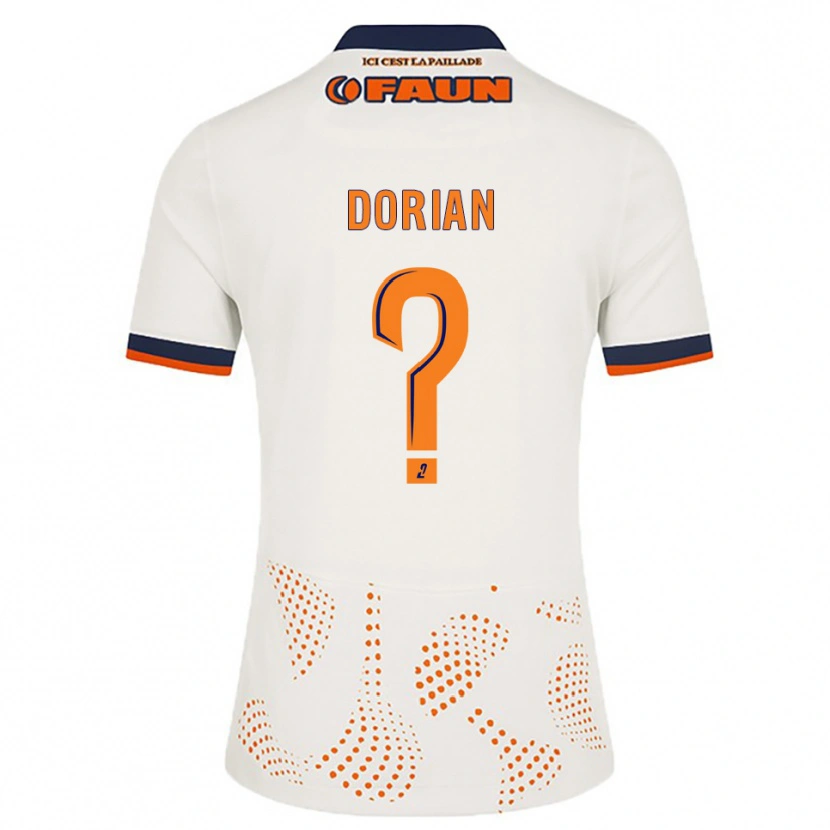 Danxen Enfant Maillot Dorian Guerreiro #0 Blanc Orange Tenues Extérieur 2025/26 T-Shirt