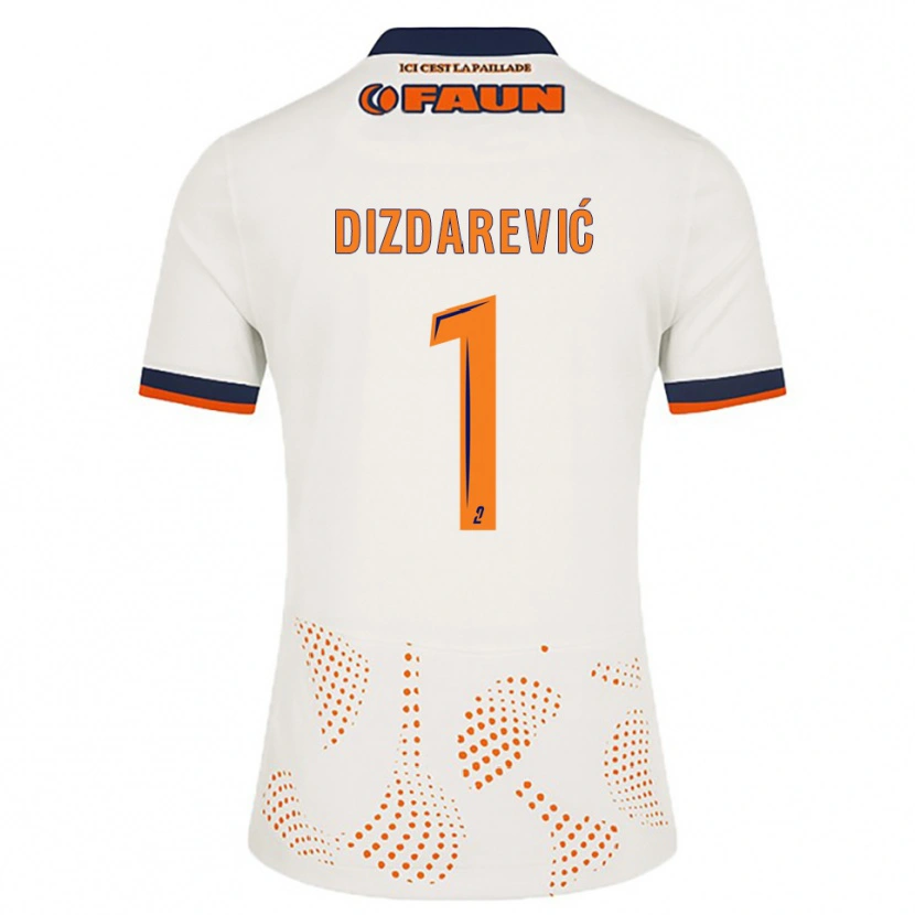 Danxen Enfant Maillot Belmin Dizdarevic #1 Blanc Orange Tenues Extérieur 2025/26 T-Shirt