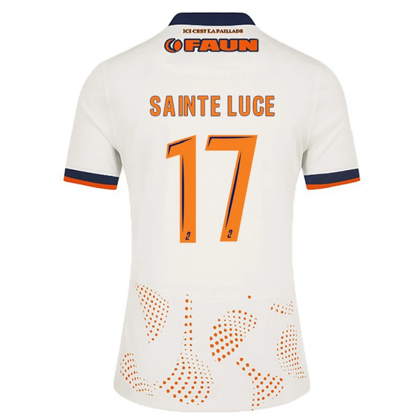 Danxen Enfant Maillot Théo Sainte-Luce #17 Blanc Orange Tenues Extérieur 2025/26 T-Shirt