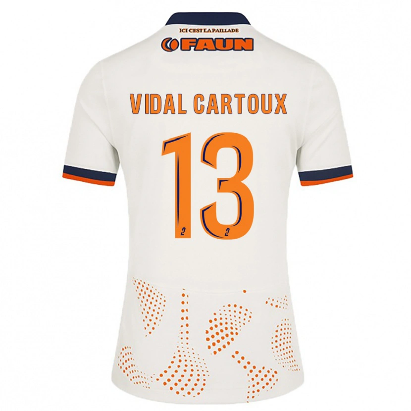 Danxen Enfant Maillot Noah Vidal-Cartoux #13 Blanc Orange Tenues Extérieur 2025/26 T-Shirt