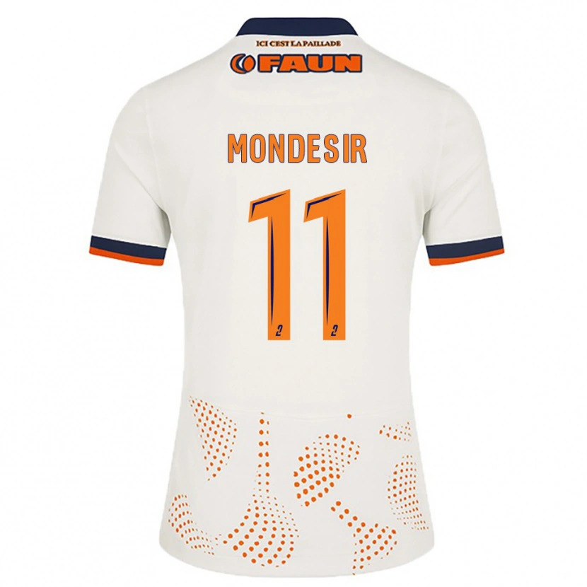 Danxen Enfant Maillot Nérilia Mondésir #11 Blanc Orange Tenues Extérieur 2025/26 T-Shirt