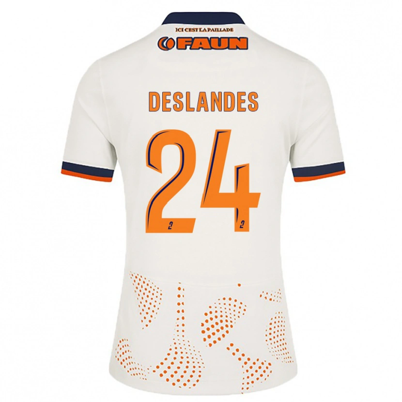 Danxen Enfant Maillot Océane Deslandes #24 Blanc Orange Tenues Extérieur 2025/26 T-Shirt
