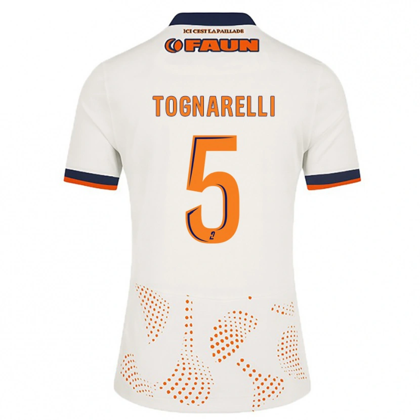 Danxen Enfant Maillot Angelo Tognarelli #5 Blanc Orange Tenues Extérieur 2025/26 T-Shirt