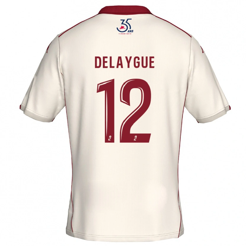 Danxen Enfant Maillot Lorenzo Delaygue #12 Blanc Bourgogne Tenues Extérieur 2025/26 T-Shirt