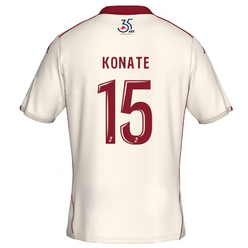 Danxen Enfant Maillot Cheick Oumar Konaté #15 Blanc Bourgogne Tenues Extérieur 2025/26 T-Shirt