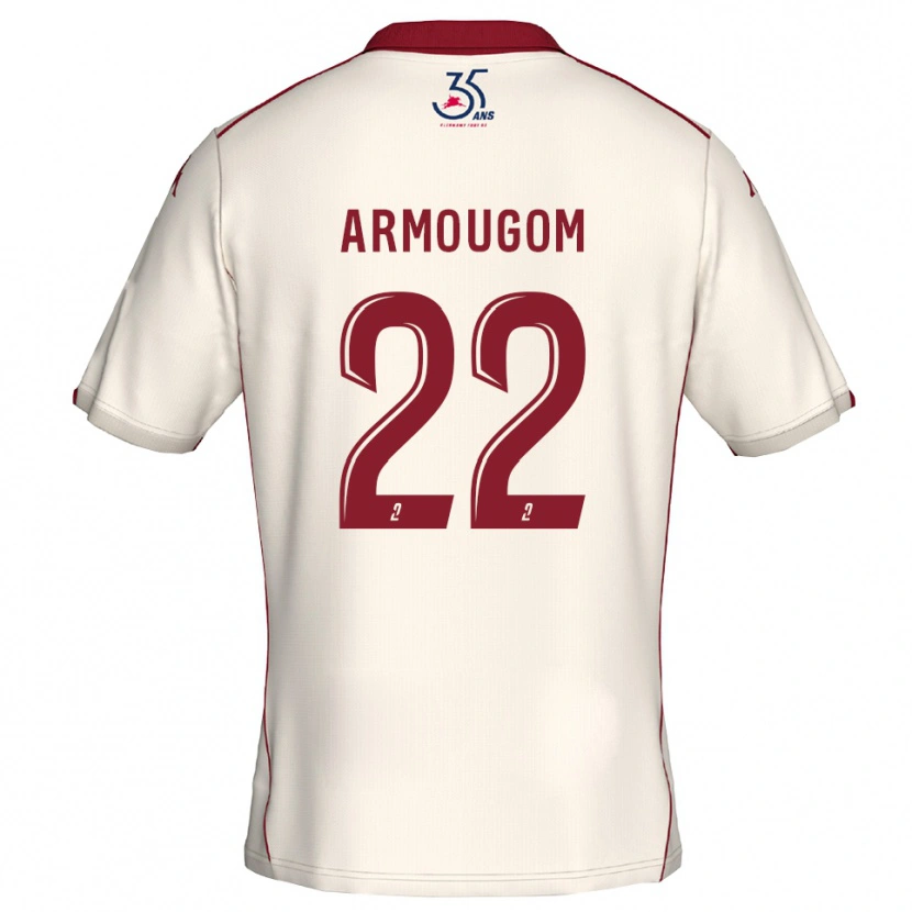 Danxen Enfant Maillot Yoël Armougom #22 Blanc Bourgogne Tenues Extérieur 2025/26 T-Shirt